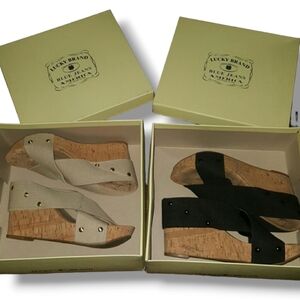 🎉🎉 BUNDLE 2 Lucky Brand Wedge Sandals in Black& Beige (BUNDLE)